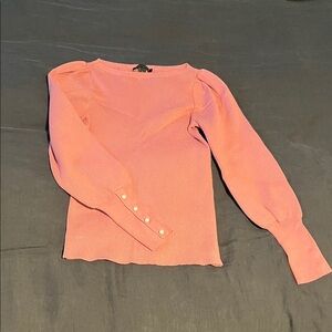 Pink Long Sleeve Top with Pearl Button Cuffs
